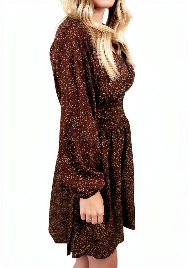 Xehuro Womens Brown Dress Backless V-Neck Elastic Waist-1