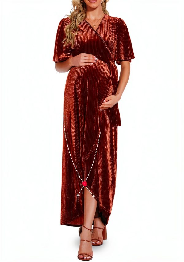 Rheane Maternity Dress Velvet Nursing Friendly Wrap Design-3