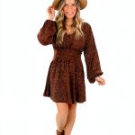 Xehuro Womens Brown Dress Backless V-Neck Elastic Waist-0