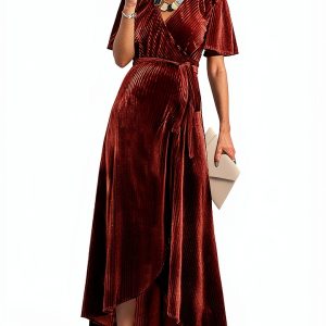 Rheane Maternity Dress Velvet Nursing Friendly Wrap Design-0
