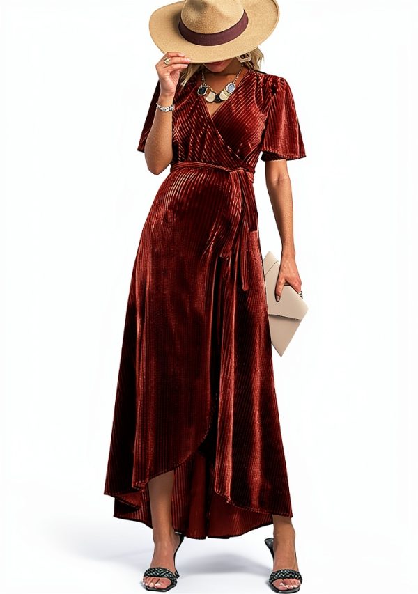 Rheane Maternity Dress Velvet Nursing Friendly Wrap Design-0