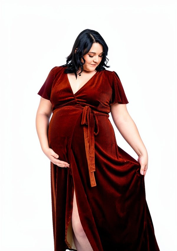 Rheane Maternity Dress Velvet Nursing Friendly Wrap Design-2