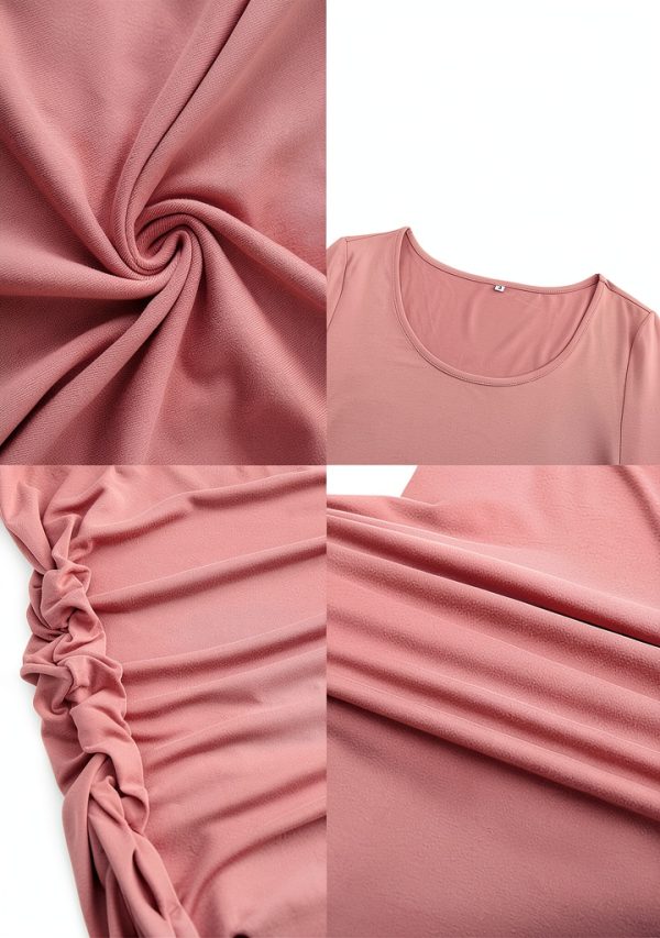KUNINDOME Maternity Bodycon Dress Side Ruched Cotton Rayon-3