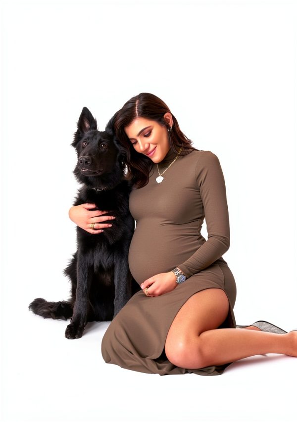 Maternity Wedding Guest Dress Long Sleeve Turtleneck Stretch-2
