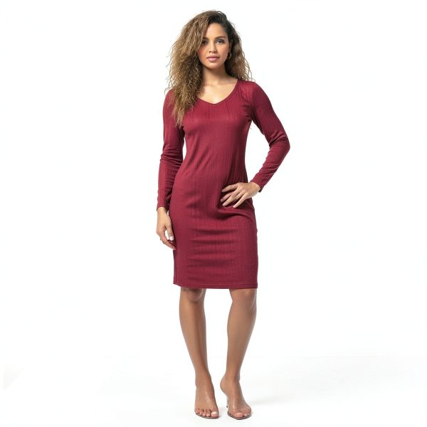 MamaStyle Maternity Dress V Neck Bodycon Knit-4