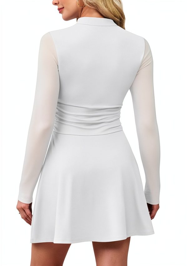 OFEEFAN Women's Mock Neck Mini Cocktail Dress Blue Small-4