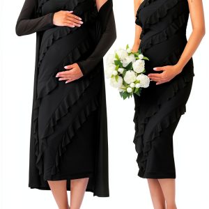 Maternity Maxi Dress SG210 Strapless Mesh Set-0