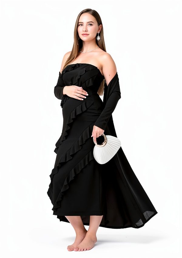Maternity Maxi Dress SG210 Strapless Mesh Set-5