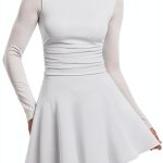 OFEEFAN Women's Mock Neck Mini Cocktail Dress Blue Small-0