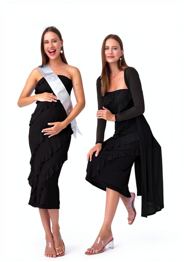 Maternity Maxi Dress SG210 Strapless Mesh Set-1