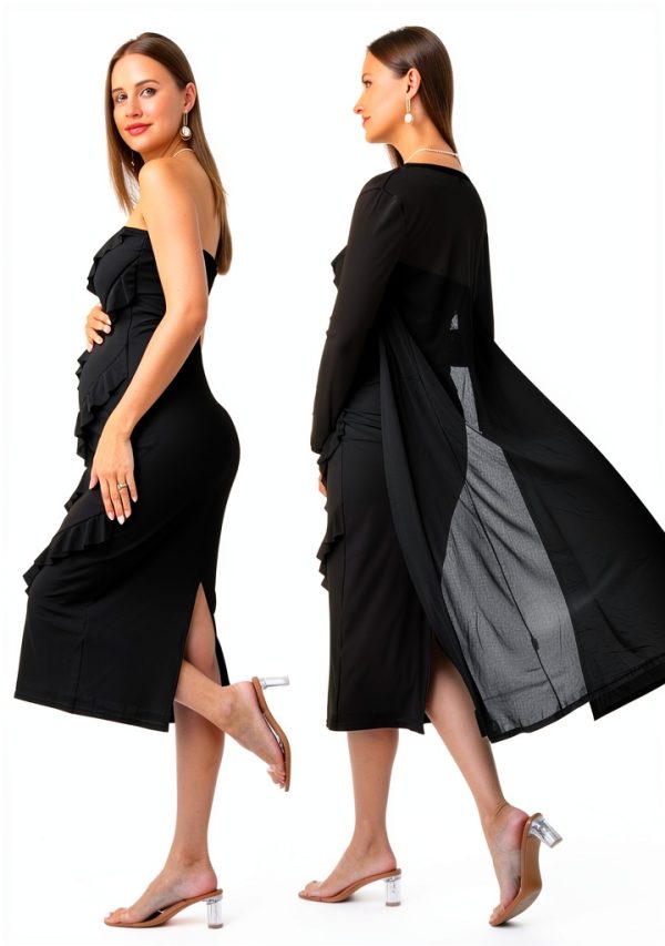 Maternity Maxi Dress SG210 Strapless Mesh Set-2