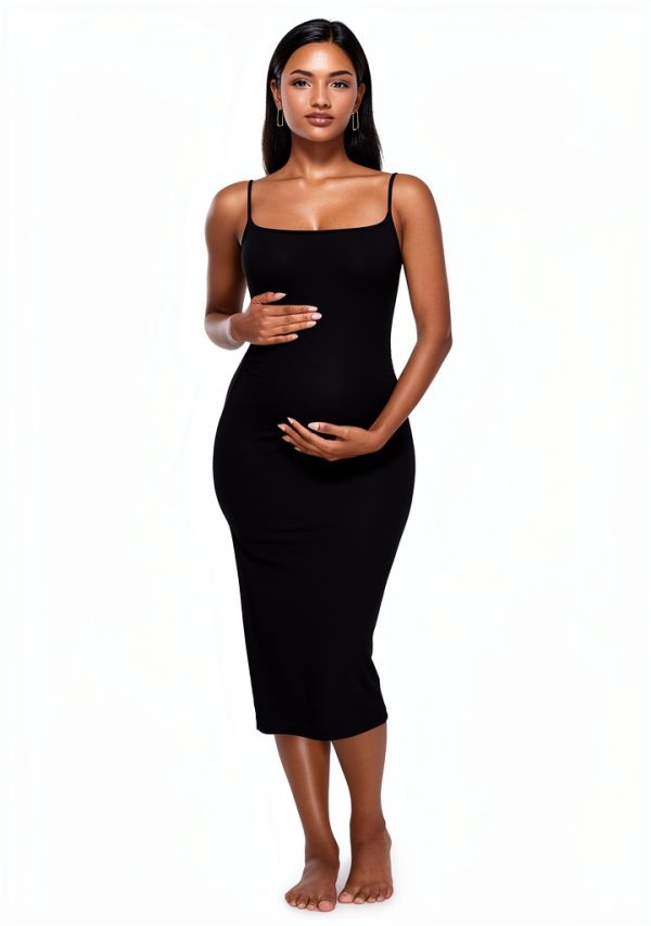 Maternity Dress MA001 Slim Fit 3/4 Length Side Split Dress-0