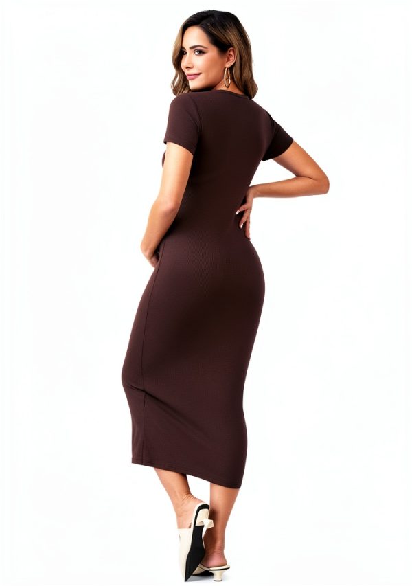 Maternity Wedding Guest Dress BellaMoms Rib Knit Bodycon with Stretch-3