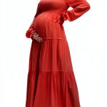 Maternity Dress JD Two-Way Neckline A Line Tiered Dress-0