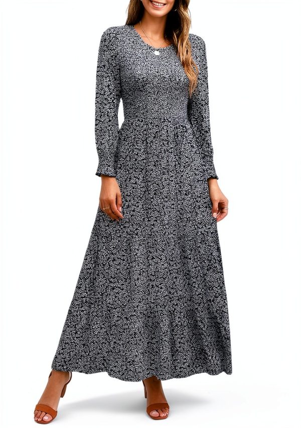 Floral Maxi Smocked Dress by Brand Large Rust A-Line Tiered Dress-2