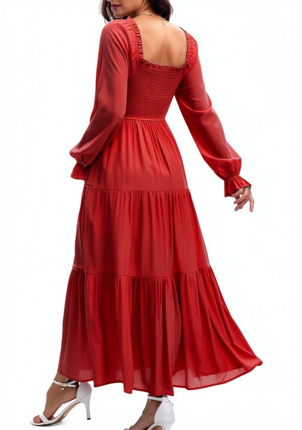 Maternity Dress JD Two-Way Neckline A Line Tiered Dress-5