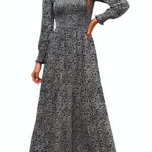 Floral Maxi Smocked Dress by Brand Large Rust A-Line Tiered Dress-0
