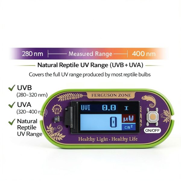 Reptile UVI Light Meter – Portable UV Index Reader for Basking Spot Monitoring – Helps Reptile Owners Know When to Replace UV Lamps – for Bearded Dragon, Chameleon & Gecko – Battery Included-1