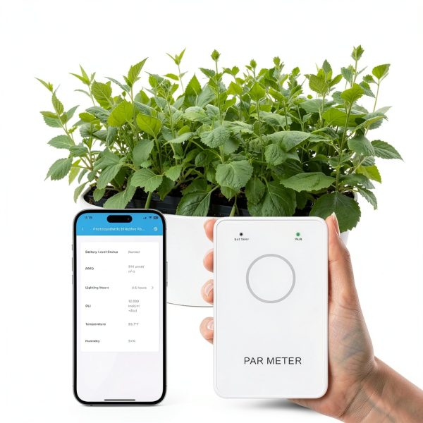 PAR Meter PPFD Recording, for LED Growth Light 400-700nm, DLI Calculator, Convenient Bluetooth Connection to Your Phone, for Grow Tents, Greenhouses, Agriculture-1